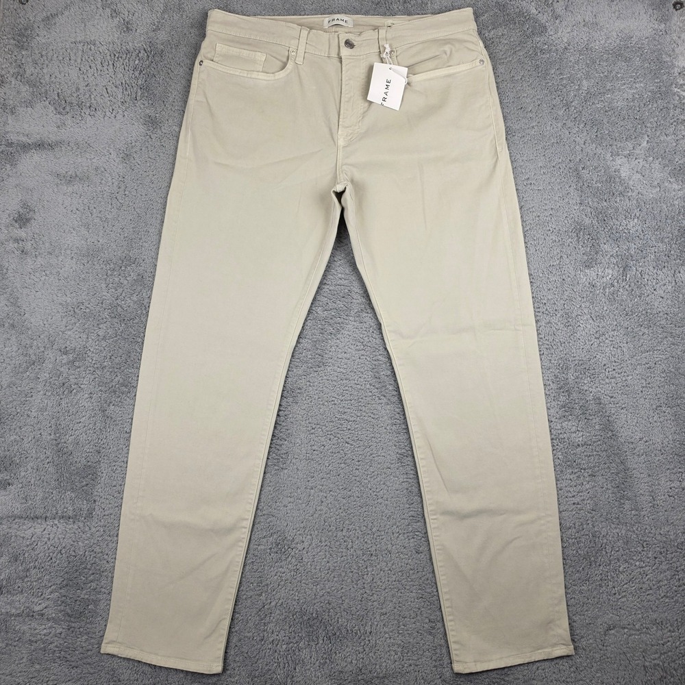 Frame L'Homme Slim Pants Mens 36x32 Beige Stretch 5 Pocket Minimal Preppy NWT